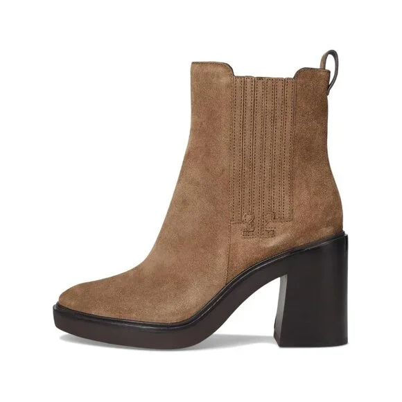 Tory Burch $458 72 mm T-Gore Heeled Ankle Boots River Rock Suede Sz 10 NIB! - Picture 3 of 7